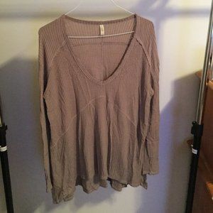 Free People Thermal V Neck Long Sleeve Top